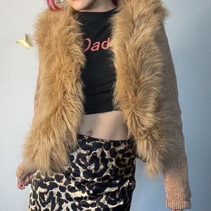 Vintage 1990’s fur trim cardigan